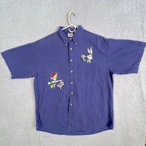 ACME CLOTHING CO. MENS BUTTON DOWN SHORT SLEEVE SHIRT BLUE SIZE XL